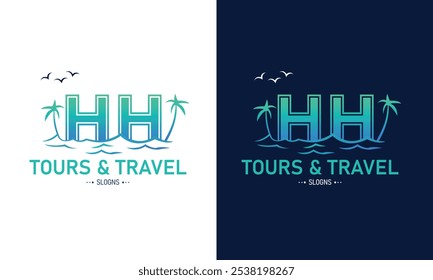 Abstract Letter HH H With Travel Logo Design. Initial Summer Travel Logo Icon Vector