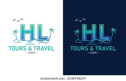 Abstract Letter HL LH With Travel Logo Design. Initial Summer Travel Logo Icon Vector