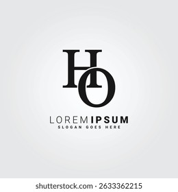 Letra abstrata Logotipo HO - Modelo de monografia inicial para os alfabetos H e O