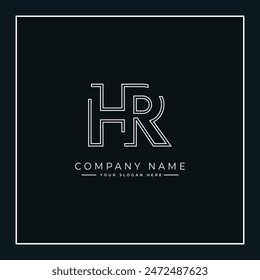Abstract Letter HR Logo - Initial Monogram Template in Line Art Style