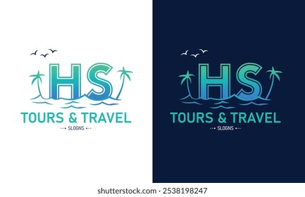 Abstract Letter HS SH With Travel Logo Design. Initial Summer Travel Logo Icon Vector