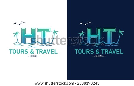 Abstract Letter HT TH With Travel Logo Design. Initial Summer Travel Logo Icon Vector