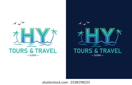 Abstract Letter HY YH With Travel Logo Design. Initial Summer Travel Logo Icon Vector