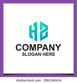 Abstract letter Hz Hexagon vector logo design template.impossible font ,symbol, alphabet premium