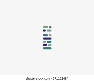 Abstract letter "I" logo design template.  Dynamic, code vector unusual font. Universal fast moving dots, atoms, blocks, color symbol. 