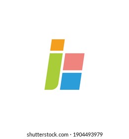 letra abstracta ib cajas simples logotipo de línea geométrica colorante vectorial