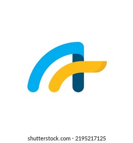 abstract AT Letter icon concept design illustration template web