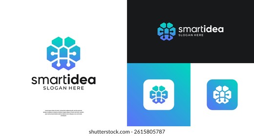 Abstract letter A icon logo with brain symbol vector illustration.