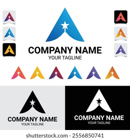 Abstract A Letter Iconic Logo design vector art triangle shape  template isolated on a white background