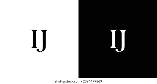 Abstract letter IJ or JI logo in black and white color