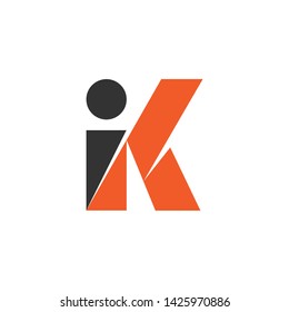abstract letter ik simple geometric logo vector