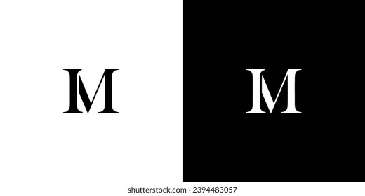 Abstract letter IM or MI logo in black and white color