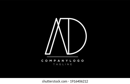 Letra abstracta plantilla de diseño de logotipo de AD inicial y de vector DA