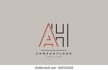 Letra abstracta plantilla de diseño del logotipo del vector AH inicial