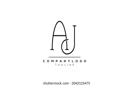 Letra abstracta plantilla de diseño de logotipo AJ JA inicial.