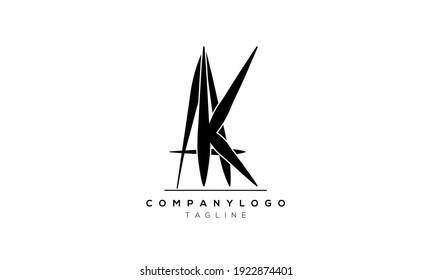 Design-Vorlage für abstrakte Buchstaben, anfängliche AK- und KA-Vektorgrafik-Logo