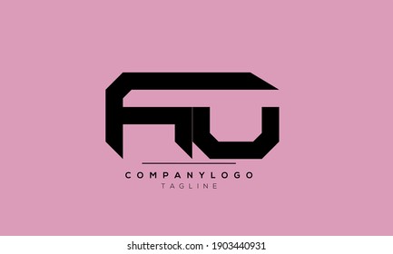 Abstract Letter Initial AU,UA Vector Logo Design Template
