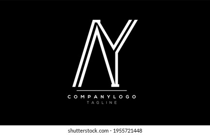 Abstrakter Brief, anfängliche AY YA Vector Logo-Design-Vorlage