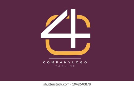 Abstract Letter Initial C4 4C Vector Logo Design Template