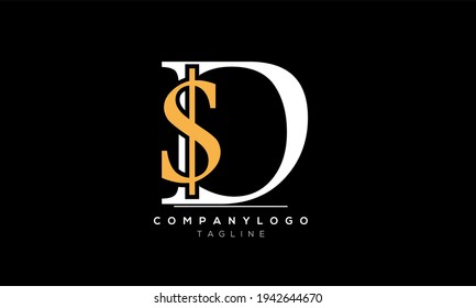 Abstract Letter Initial D Dollar sign Vector Logo Design Template