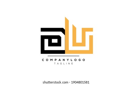 Abstract Letter Initial DU or UD Vector Logo Design Template