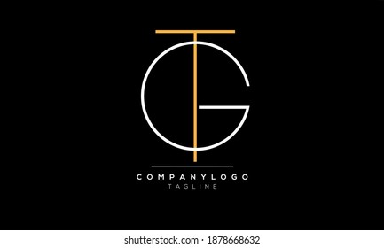 Carta abstracta plantilla de diseño de logotipo inicial GT o vector TG