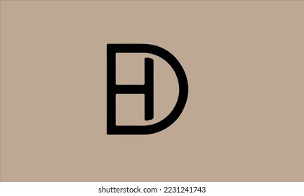 Abstract Letter Initial HD or DH Vector Logo Design Template