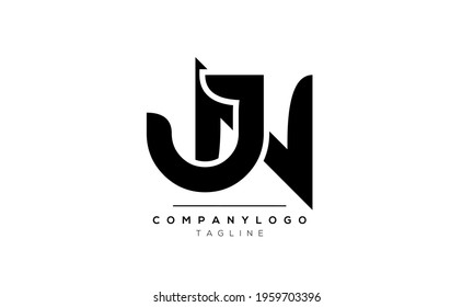 Abstract Letter Initial JN NJ Vector Logo Design Template
