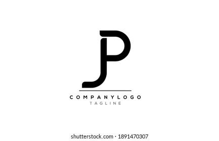 Plantilla de diseño de logotipo de vectores JP inicial o PJ para carta abstracta