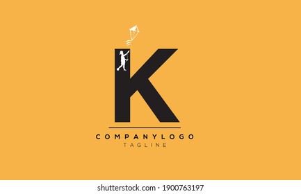 Abstract Letter Initial K,kite Vector Logo Design Template