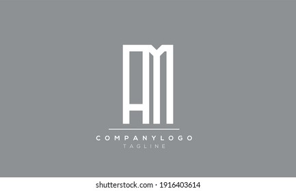 Abstract Letter Initial AM or MA Vector Logo Design Template