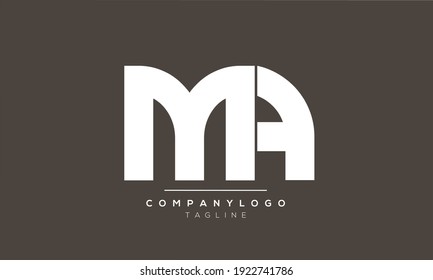 Letra abstracta plantilla de diseño de logotipo de MA AM inicial