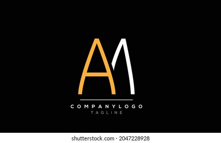 Abstract Letter Initial AM MA Vector Logo Design Template