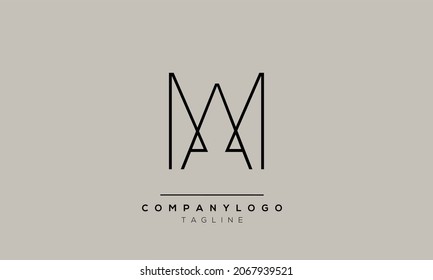 Abstract Letter Initial MA AM Vector Logo Design Template