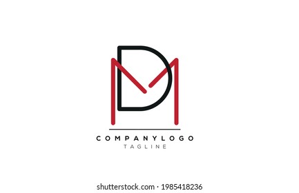 Letra abstracta plantilla de diseño del logotipo del vector MD inicial