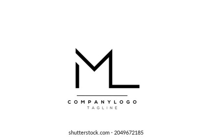 Vorlage für das Design des Logos in einem abstrakten Buchstaben, Initial-ML-LM-Vektorgrafik