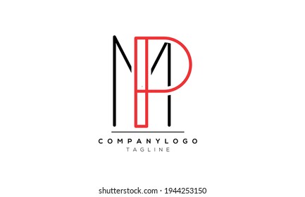 Letra abstracta plantilla de diseño del logotipo del vector del MP inicial