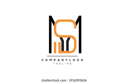 Abstract Letter Initial MS SM Vector Logo Design Template