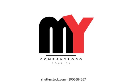 Plantilla de diseño del logotipo del vector MY o YM inicial de la carta abstracta