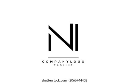Abstract Letter Initial NI IN Vector Logo Design Template
