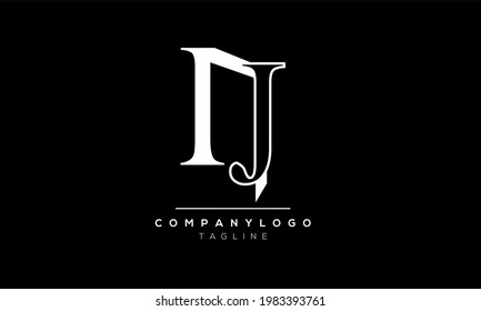 Abstract Letter Initial NJ JN Vector Logo Design Template