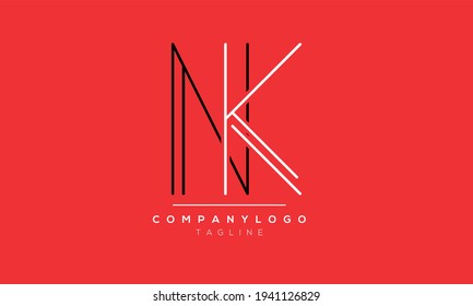 Abstract Letter Initial NK KN N K Vector Logo Design Template