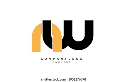 Abstract Letter Initial NW WN Vector Logo Design Template