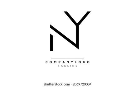 Abstract Letter Initial NY YN Vector Logo Design Template