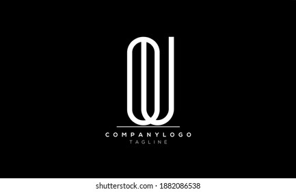 Abstract Letter Initial OU or UO Vector Logo Design Template