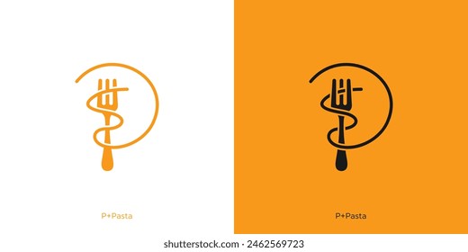 Abstract Letter or Initial P for Pasta Logo, Symbol, Icon, Vector, Design Template.