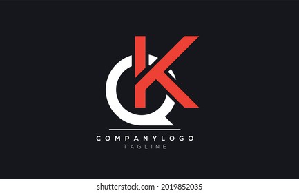 Abstract Letter Initial QK KQ Vector Logo Design Template.