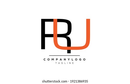 Abstract Letter Initial RU or UR Vector Logo Design Template