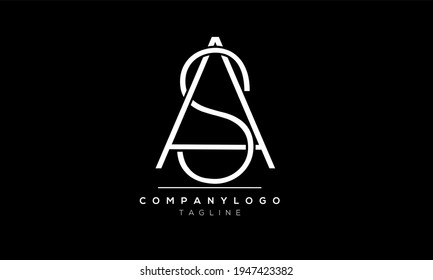 Letra abstracta SA inicial AS en plantilla de diseño de logotipo de vectores blancos