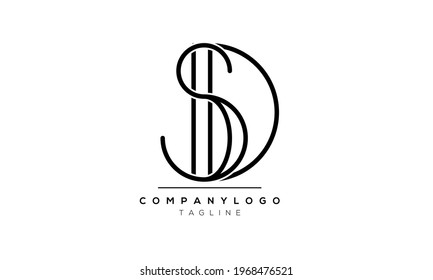 Letra abstracta plantilla de diseño de logotipo SD DS inicial